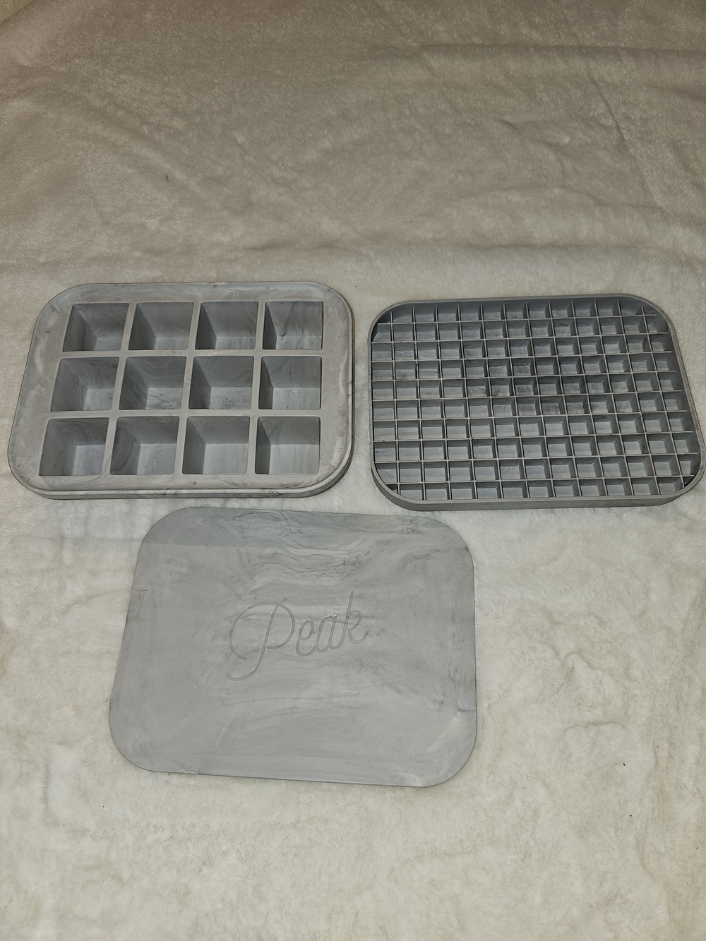 Peak Marble Look Silicone Multi-Compartment Ice & Mini Ice Mold Set